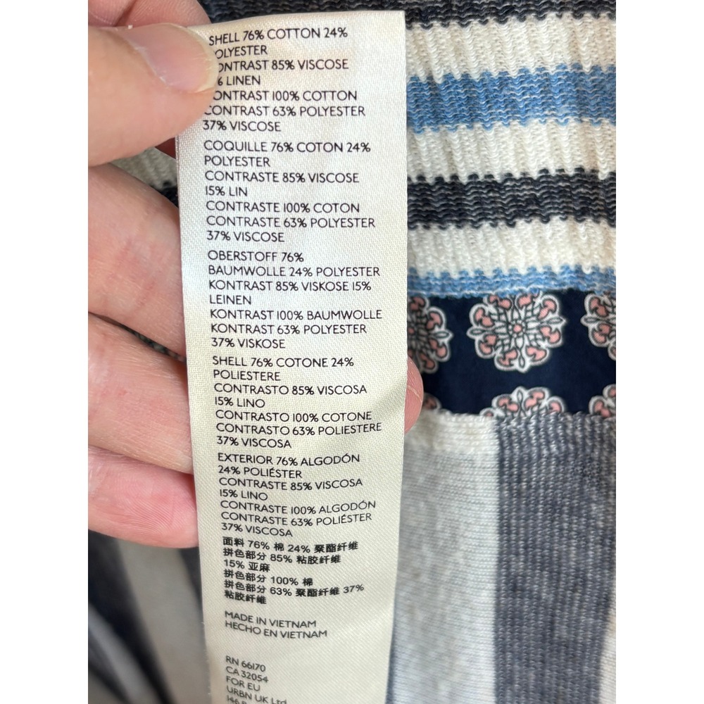 We The Free Patchwork Stripe Top Large Oversized Dolman High-Low Breezy Artsy - Picture 7 of 10
